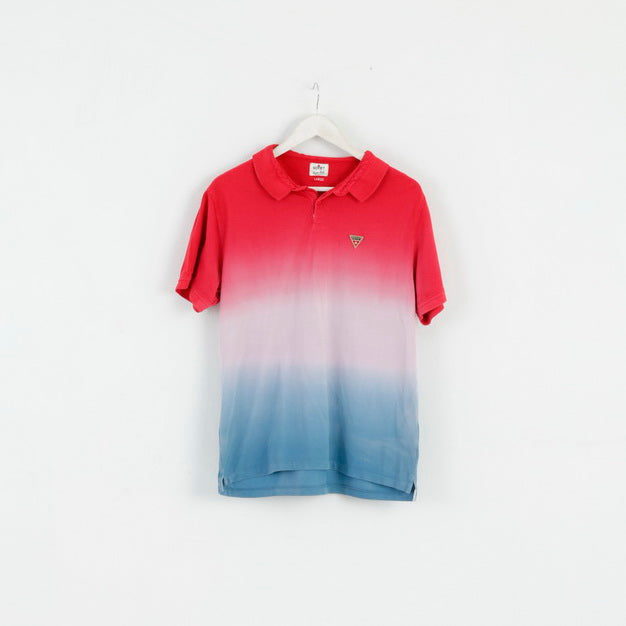 Polo sovietica da uomo L (M) Top in cotone a tre colori sbiadito rosso