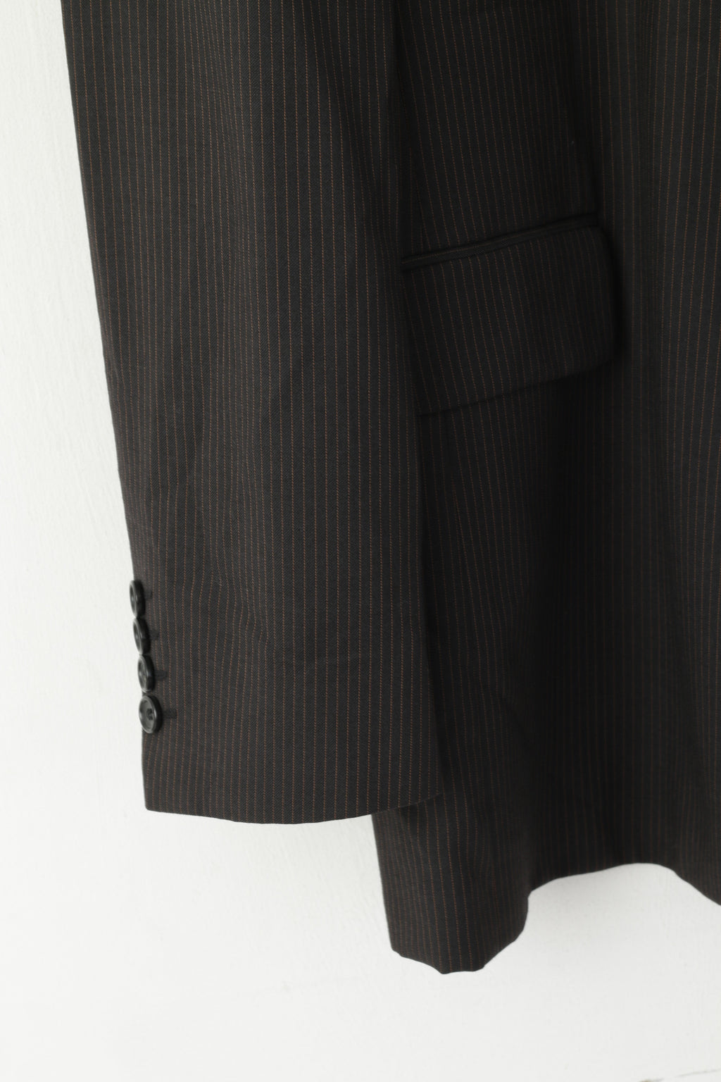 Strellson Men 98 40 Blazer Brown Striped Wool Novarta-Luigi Single Breasted Jacket