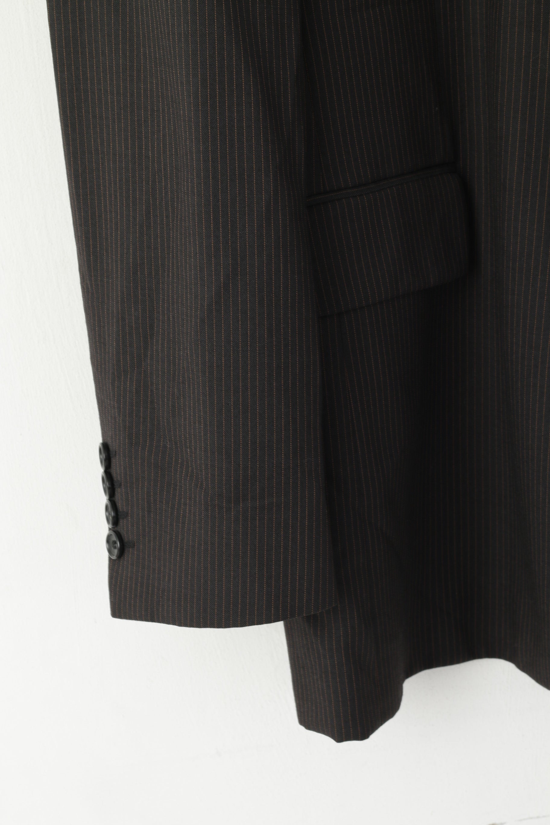 Strellson Men 98 40 Blazer Brown Striped Wool Novarta-Luigi Single Breasted Jacket