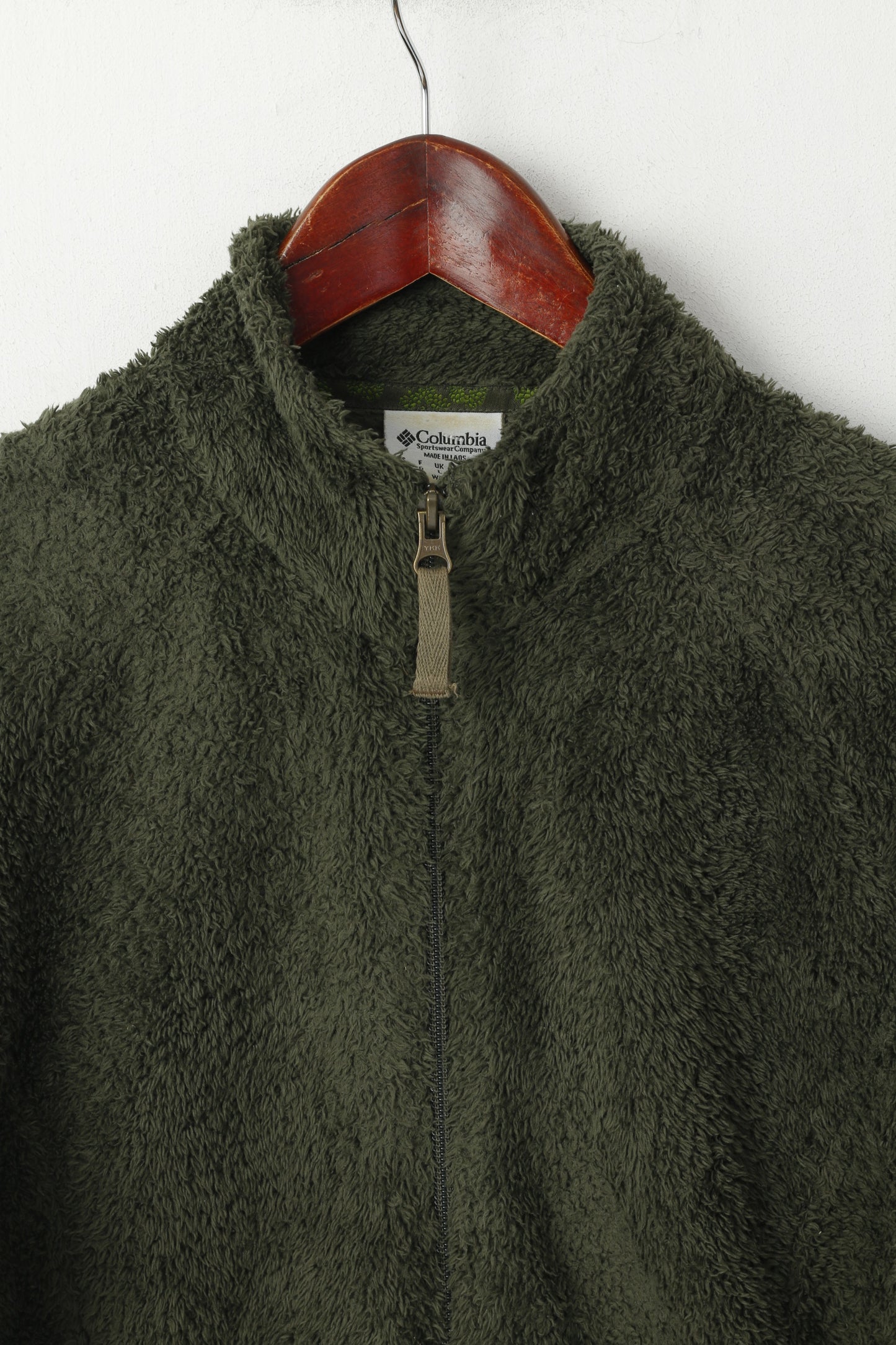 Columbia Donna L (M) Top in pile Abbigliamento sportivo verde Top fuzzy morbido con cerniera intera