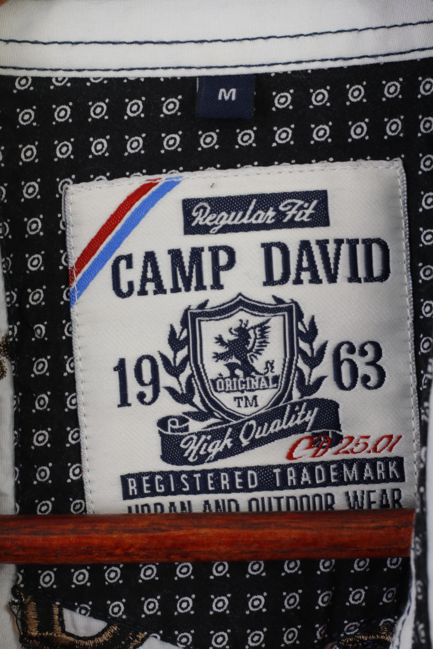 Camp David Men M Casual Shirt Navy Cotton Striped Princeton Sporting Fencing Top