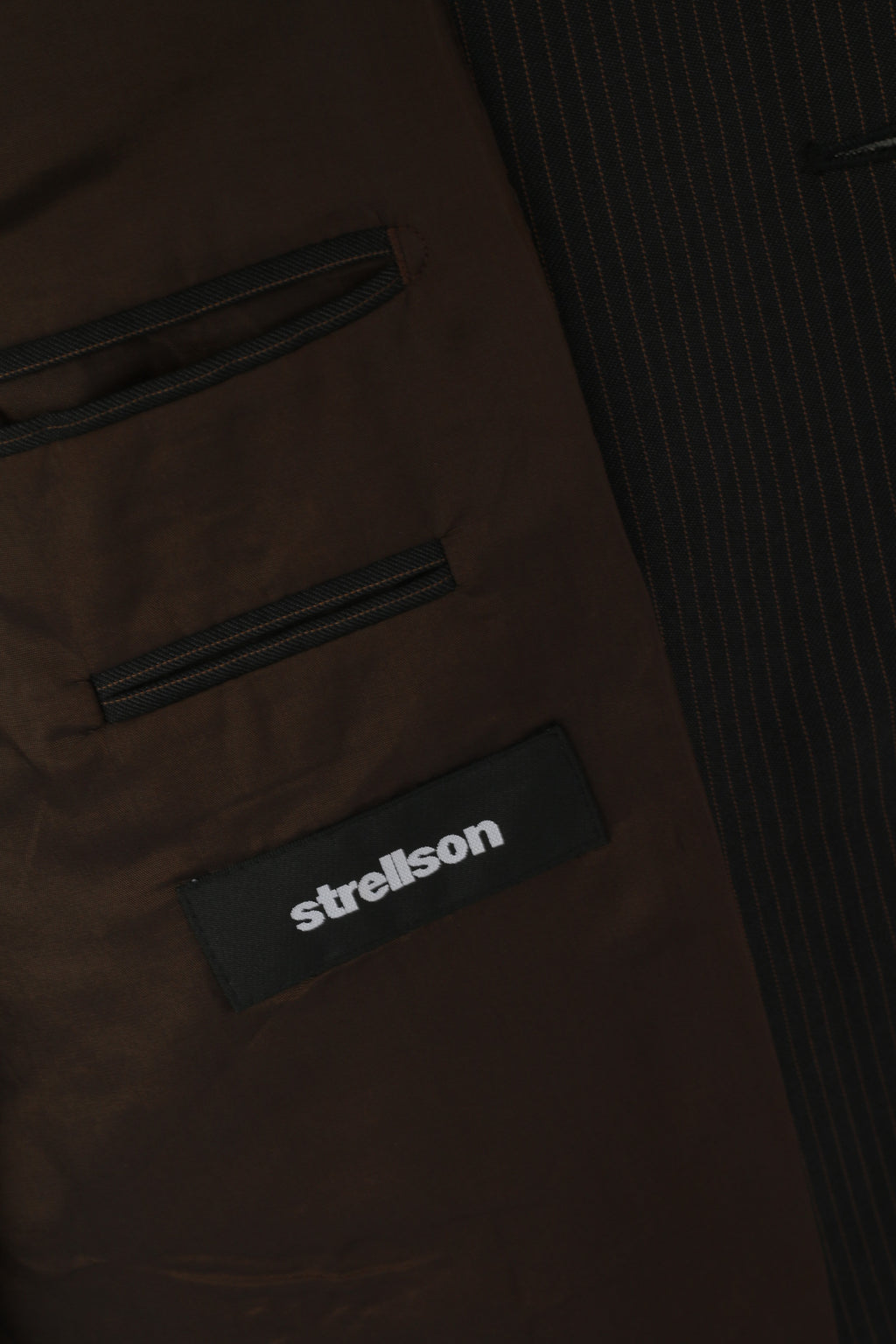 Strellson Men 98 40 Blazer Brown Striped Wool Novarta-Luigi Single Breasted Jacket