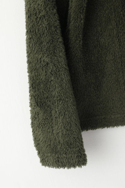 Columbia Women L (M) Fleece Top Green Sportswear Fuzzy Soft Full Zipper Top