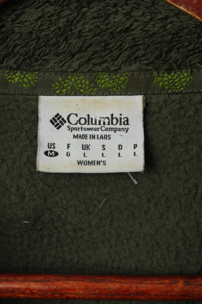 Columbia Donna L (M) Top in pile Abbigliamento sportivo verde Top fuzzy morbido con cerniera intera