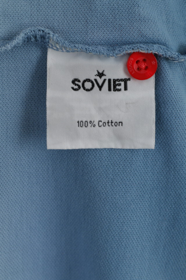 Polo sovietica da uomo L (M) Top in cotone a tre colori sbiadito rosso