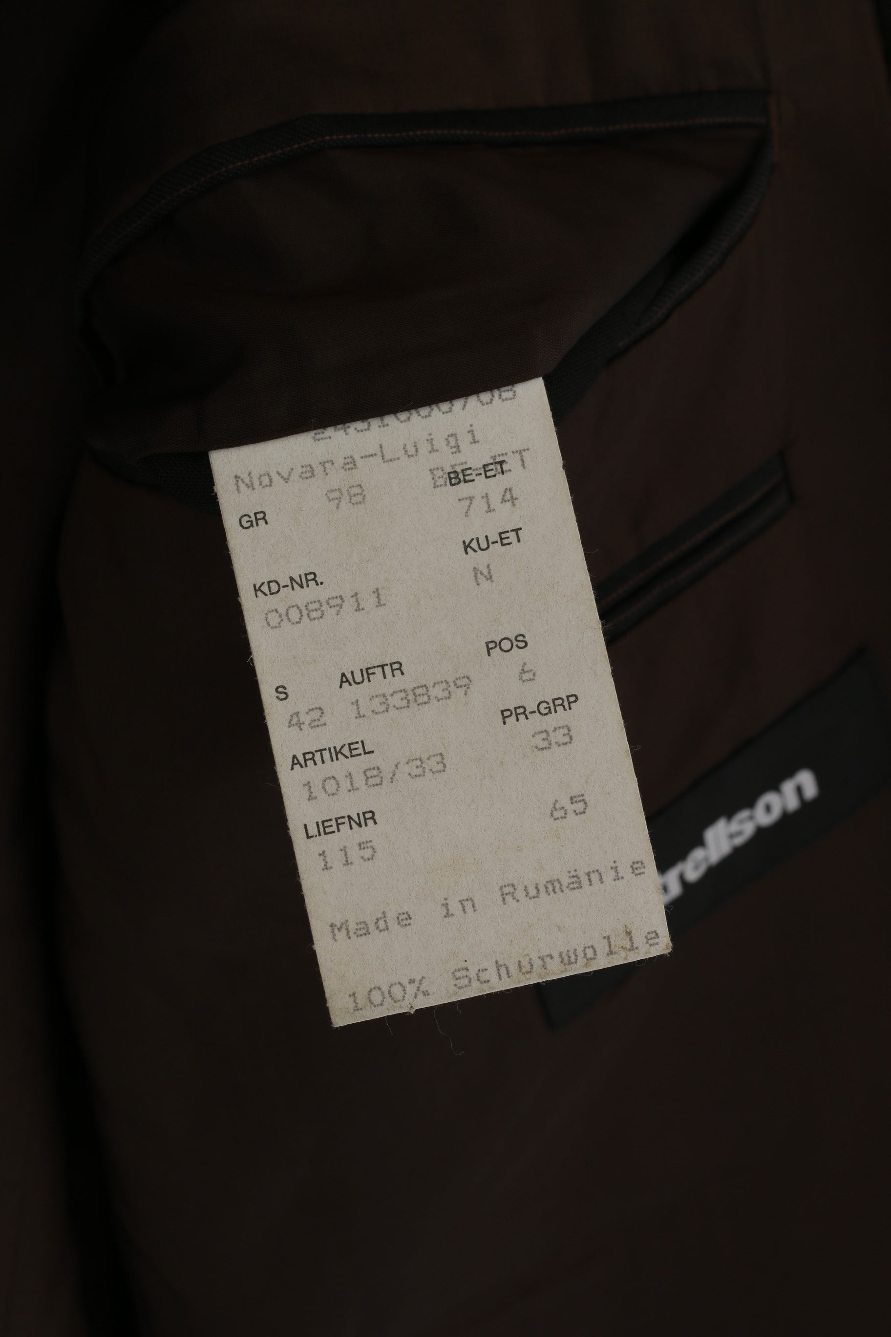 Strellson Men 98 40 Blazer Brown Striped Wool Novarta-Luigi Single Breasted Jacket