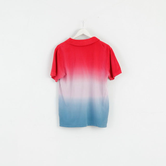 Polo sovietica da uomo L (M) Top in cotone a tre colori sbiadito rosso