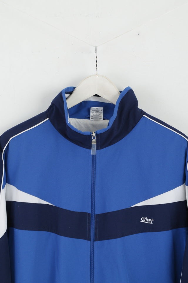 Etirel Mens 52 L Jacket Blue Full Zipper Bomber Made in Italy Activewear Top