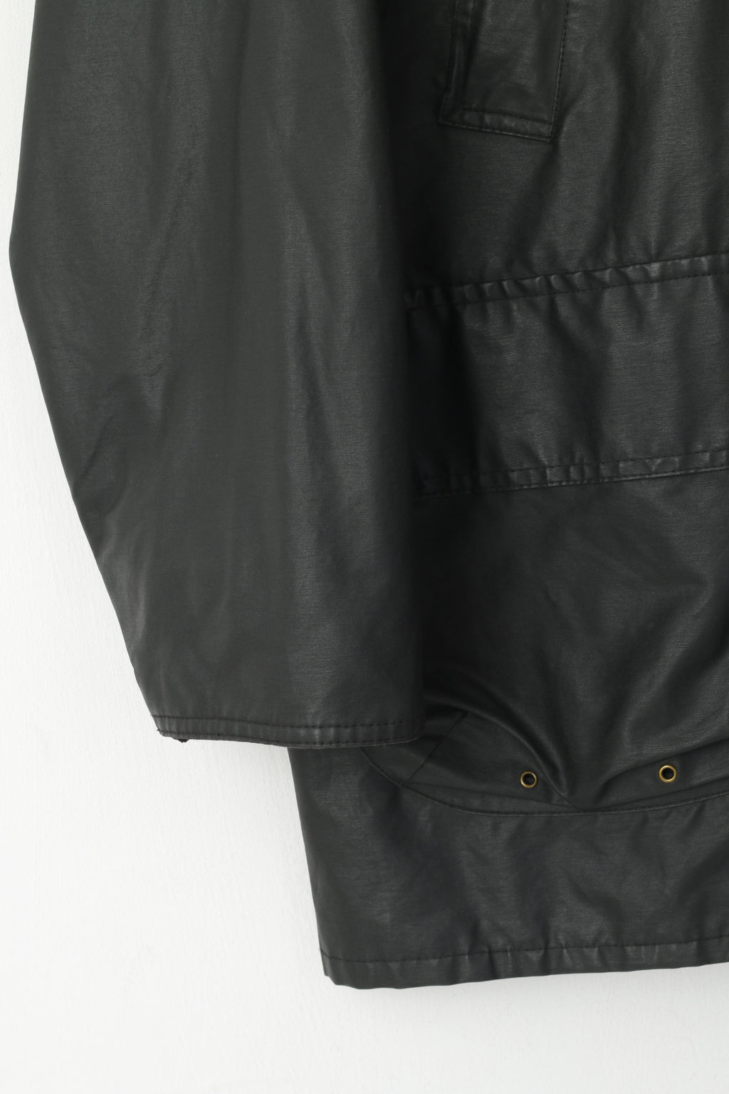 Giacca John Partridge da uomo XS (S) in cotone cerato nero, nylon, Harrington Country, top fatto a mano