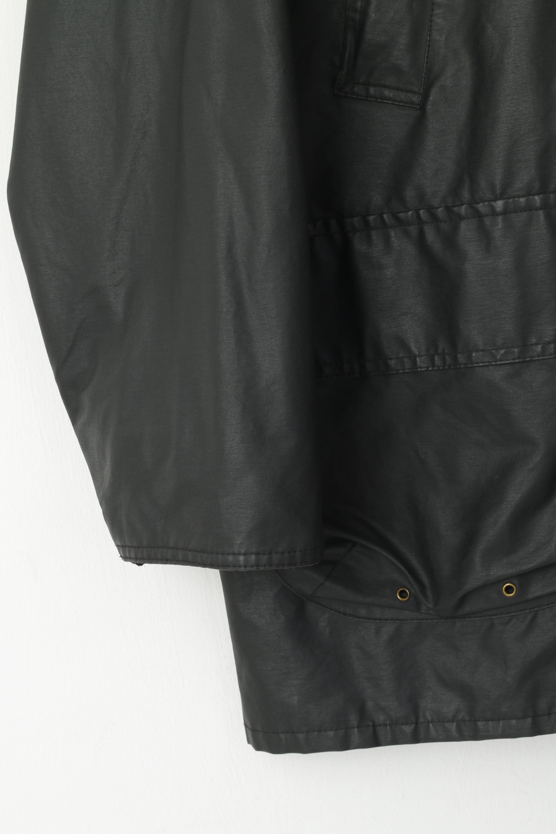 Giacca John Partridge da uomo XS (S) in cotone cerato nero, nylon, Harrington Country, top fatto a mano