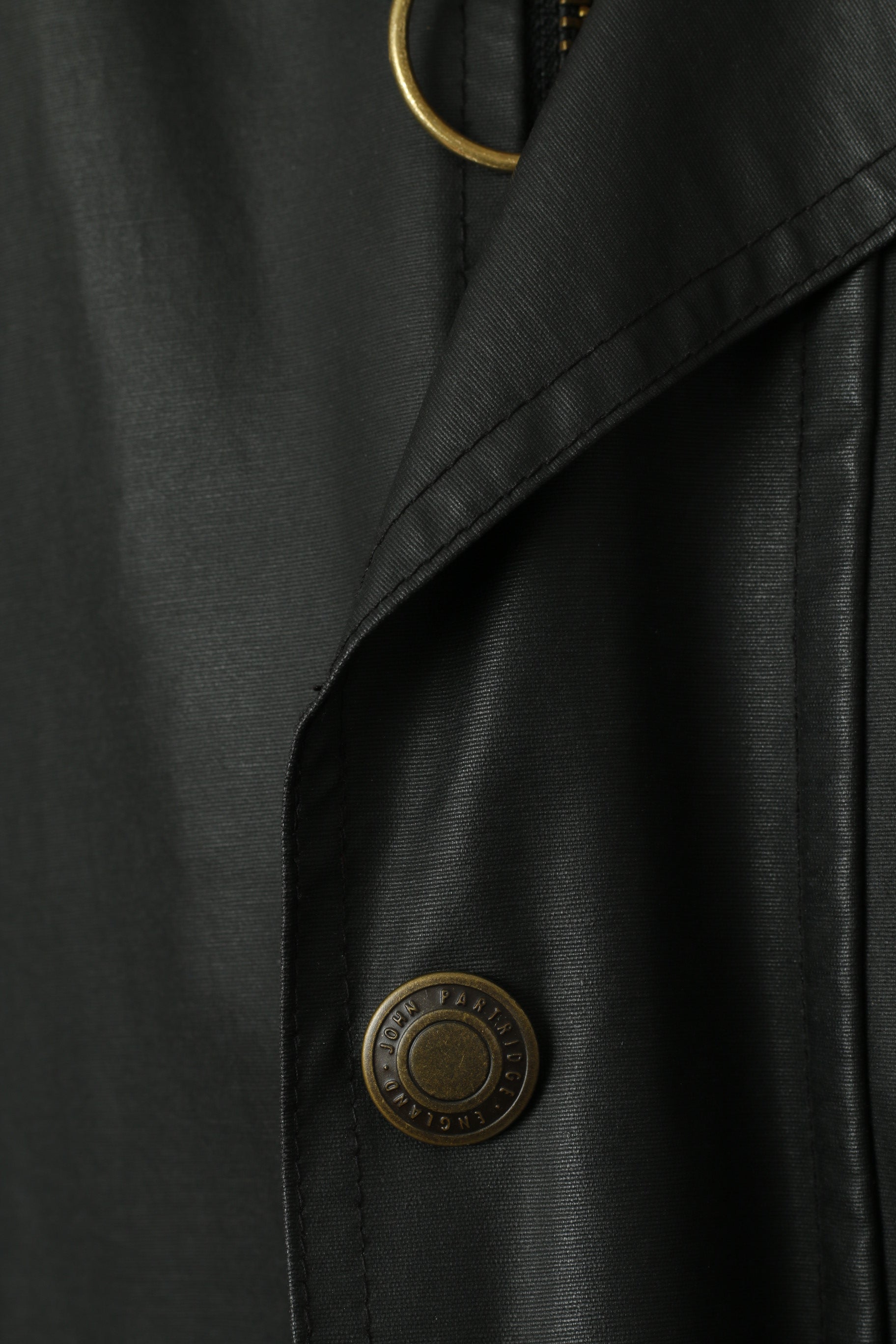 Giacca John Partridge da uomo XS (S) in cotone cerato nero, nylon, Harrington Country, top fatto a mano