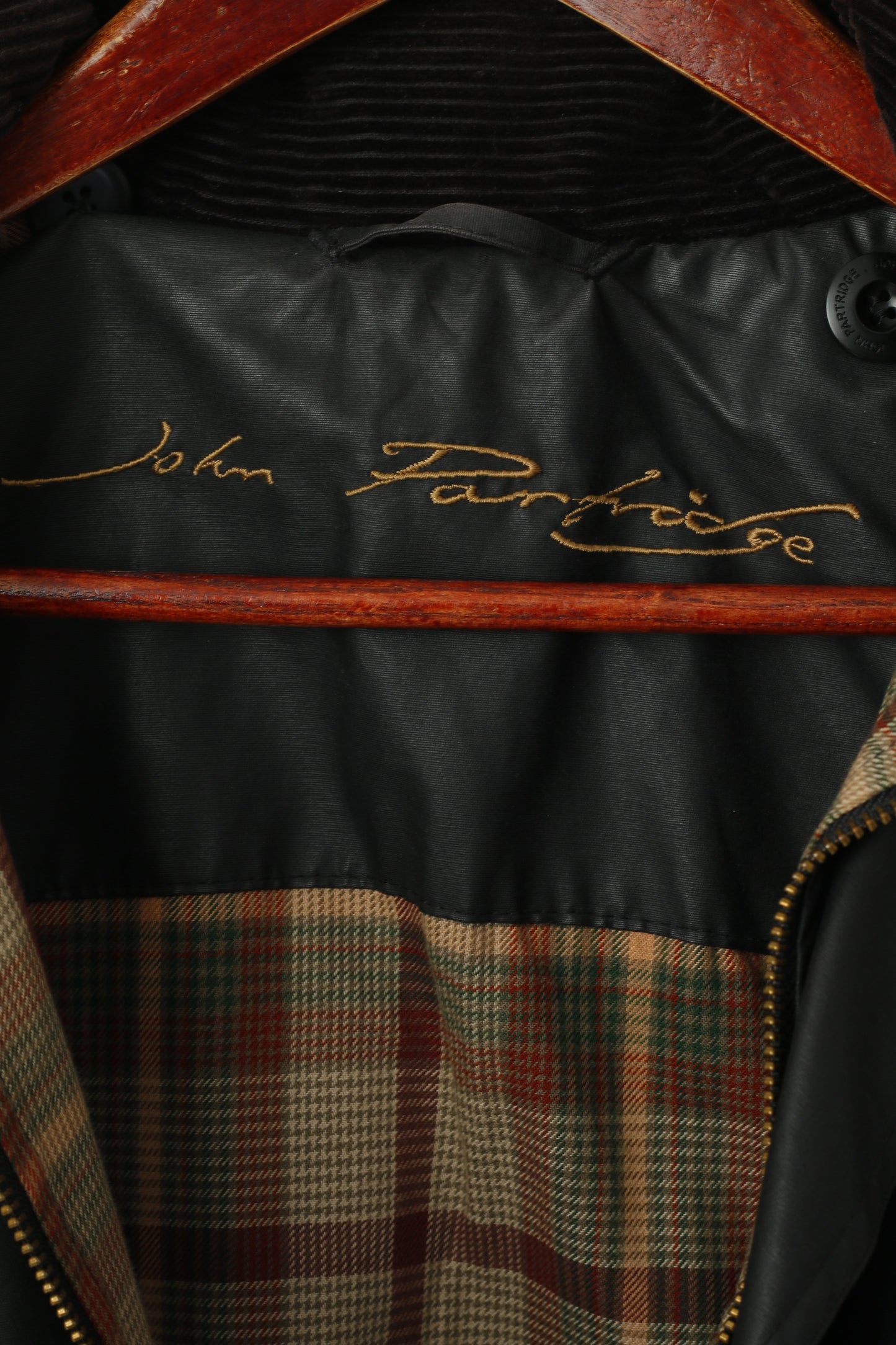 John Partridge Homme XS (S) Veste Noir Wax Coton Nylon Harrington Country Hand Made Top