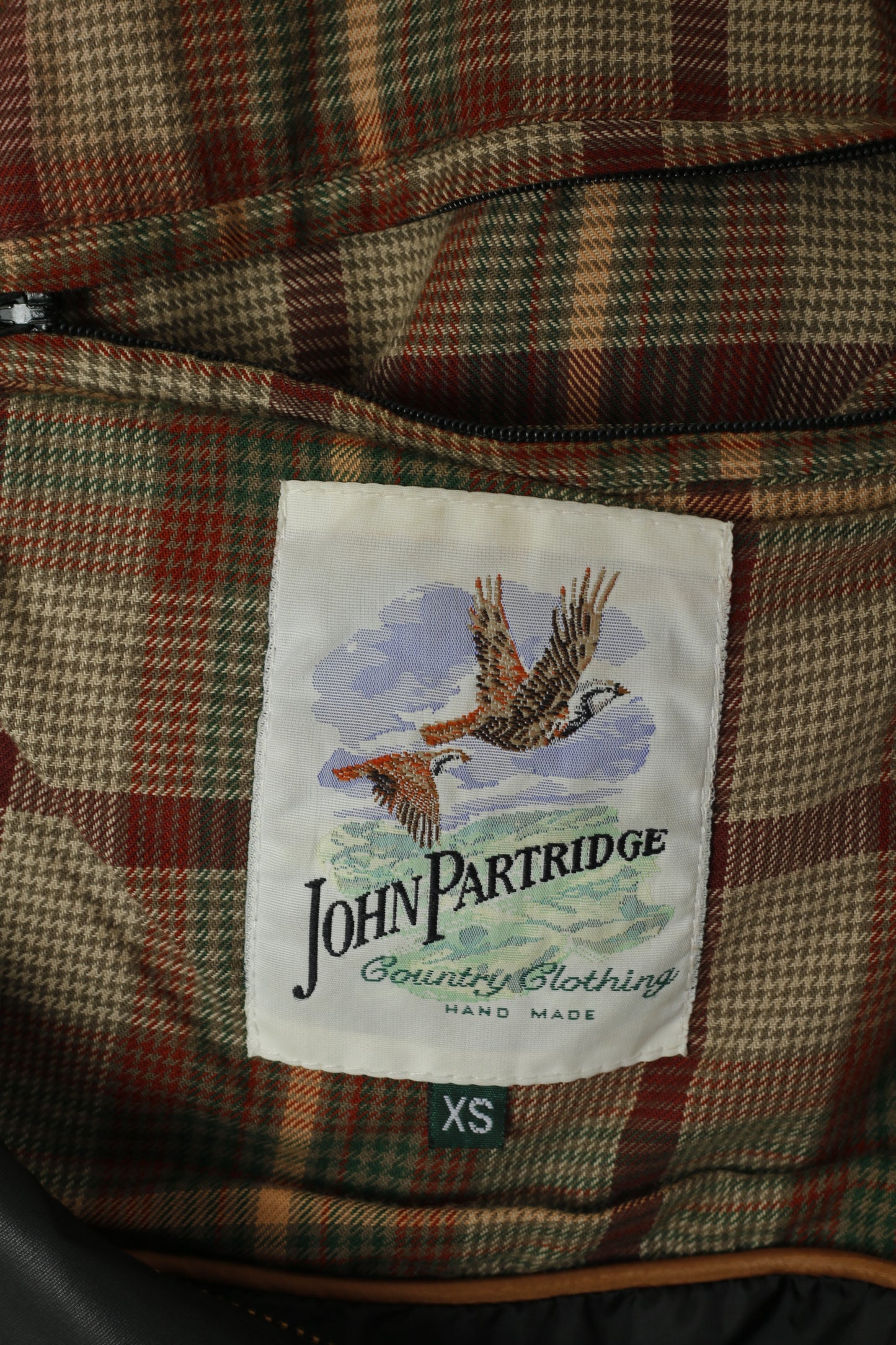 John Partridge Homme XS (S) Veste Noir Wax Coton Nylon Harrington Country Hand Made Top