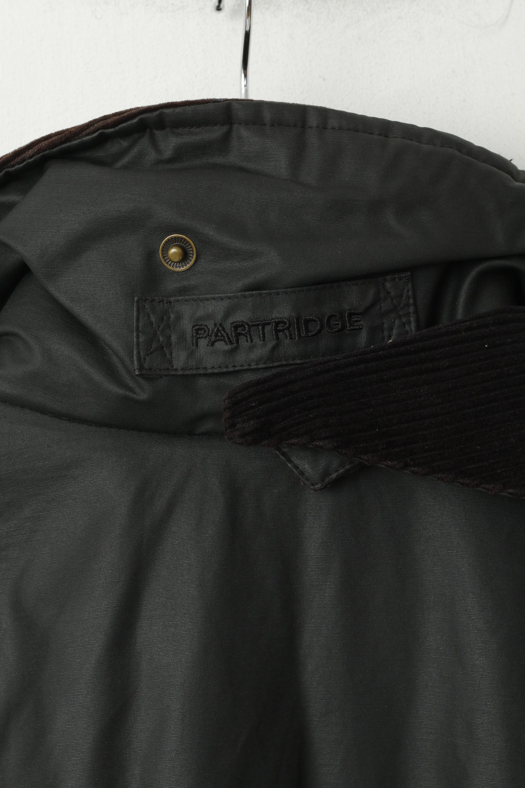 Giacca John Partridge da uomo XS (S) in cotone cerato nero, nylon, Harrington Country, top fatto a mano