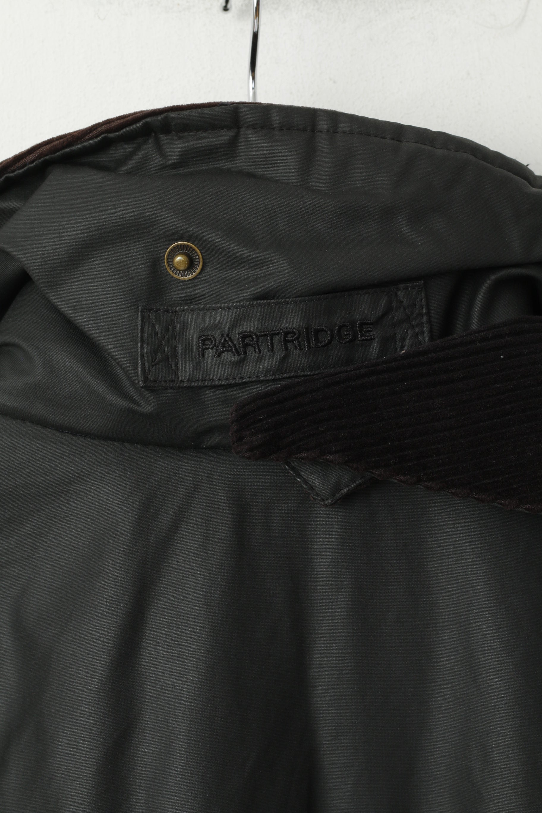 Giacca John Partridge da uomo XS (S) in cotone cerato nero, nylon, Harrington Country, top fatto a mano