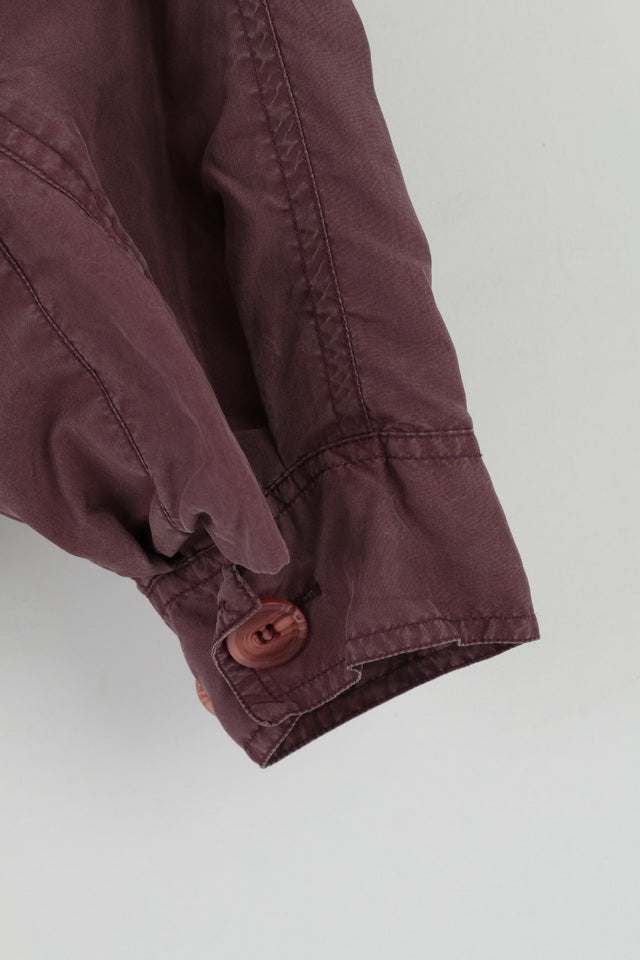 Franco Cellini Giacca da uomo anni '40 Prugna Bomber in 100% seta leggero con cerniera