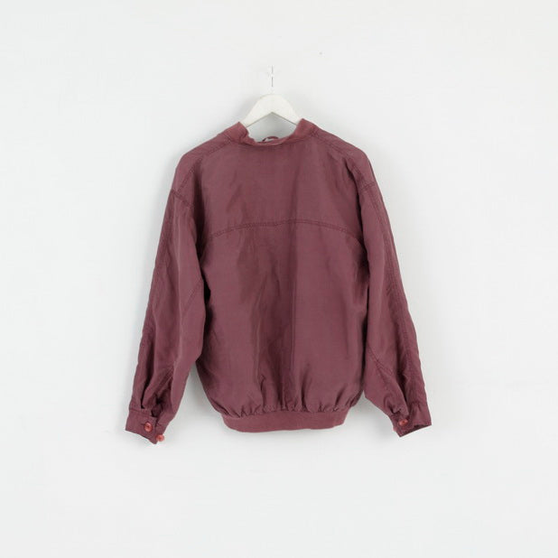 Franco Cellini Giacca da uomo anni '40 Prugna Bomber in 100% seta leggero con cerniera