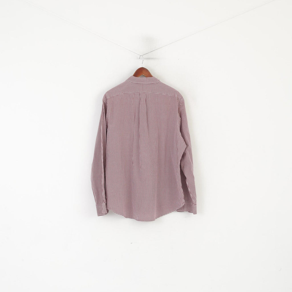 Ralph Lauren Camicia casual XXL da uomo Top a maniche lunghe in cotone a quadri bordeaux