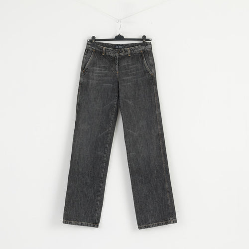 Armani Jeans Women 10 36 Jeans Trousers Grey Cotton Vintage Wide Legs Denim Pants