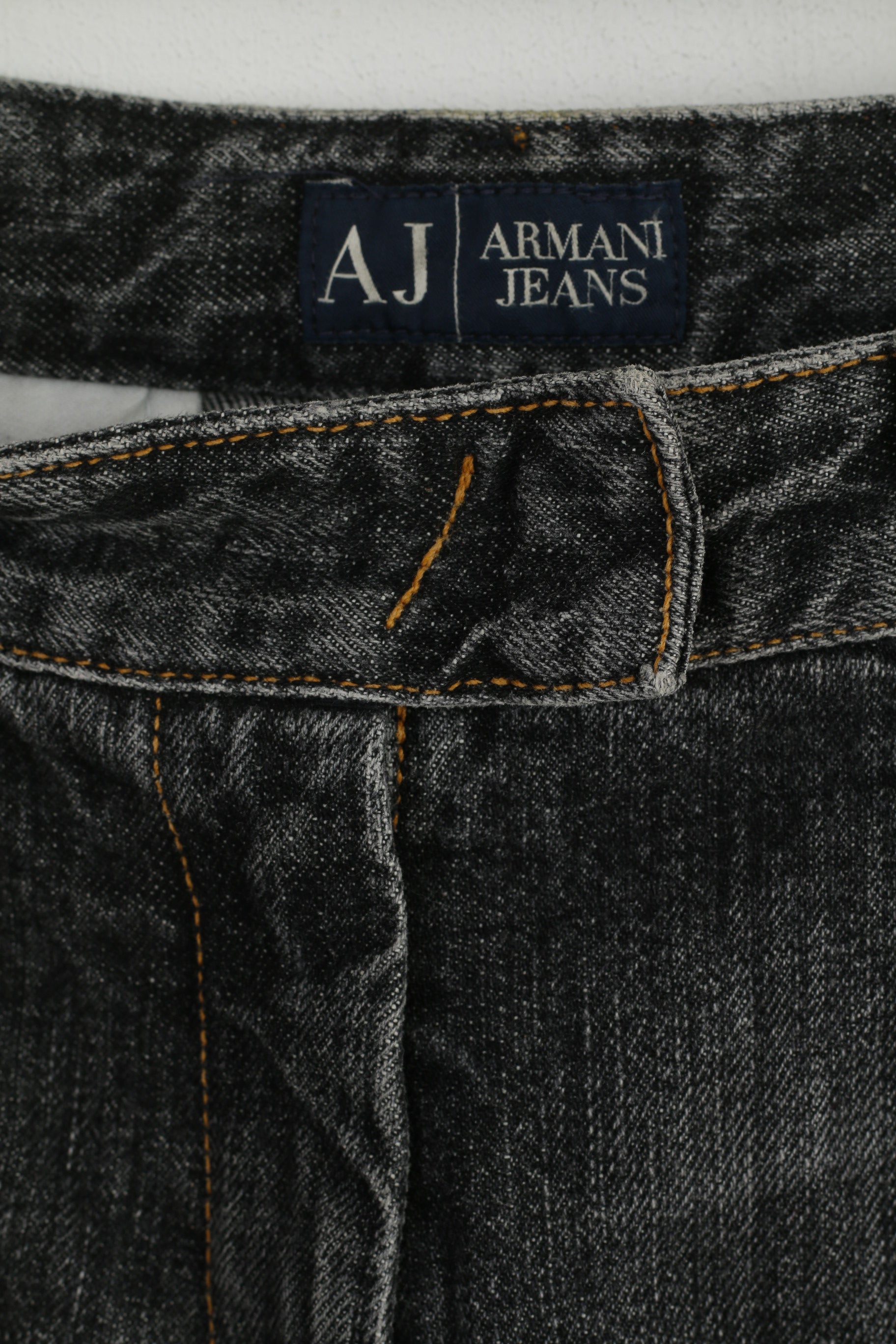Armani Jeans Femmes 10 36 Jeans Pantalon Gris Coton Vintage Jambes Larges Denim Pantalon