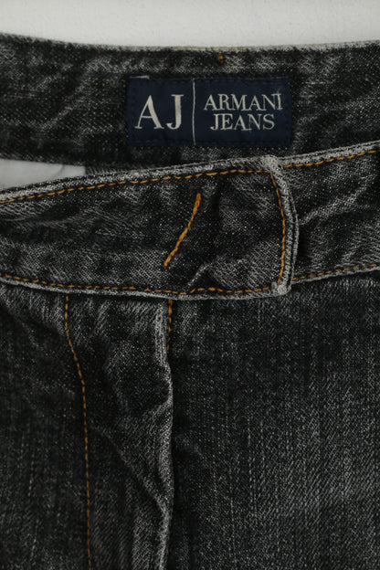 Armani Jeans Women 10 36 Jeans Trousers Grey Cotton Vintage Wide Legs Denim Pants