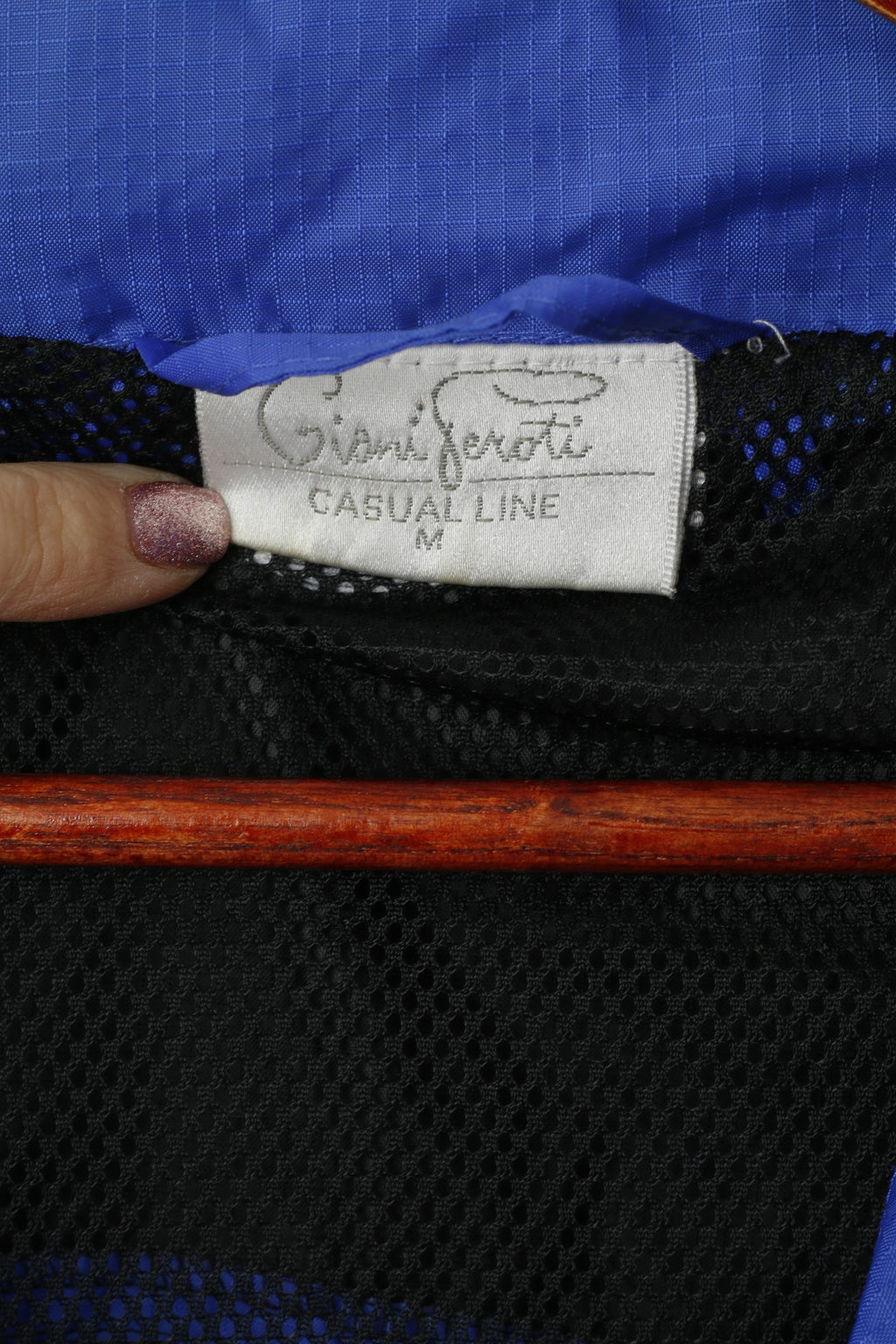 Giani Feroti Hommes M Veste de cyclisme en nylon bleu imperméable léger à capuche