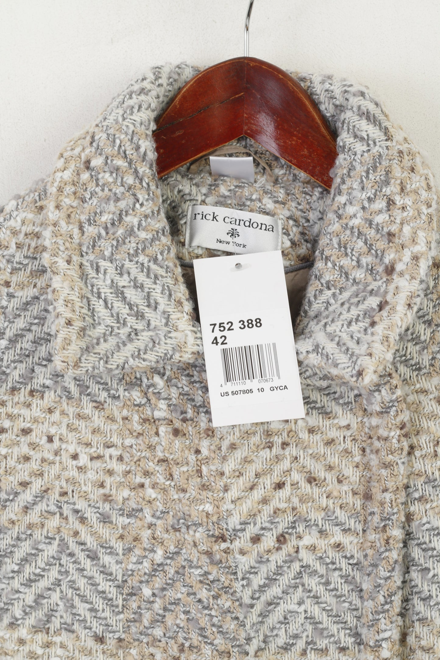 Nouveau Rick Cardona femmes 16 42 M/L manteau Beige acrylique Snap classique haut décontracté