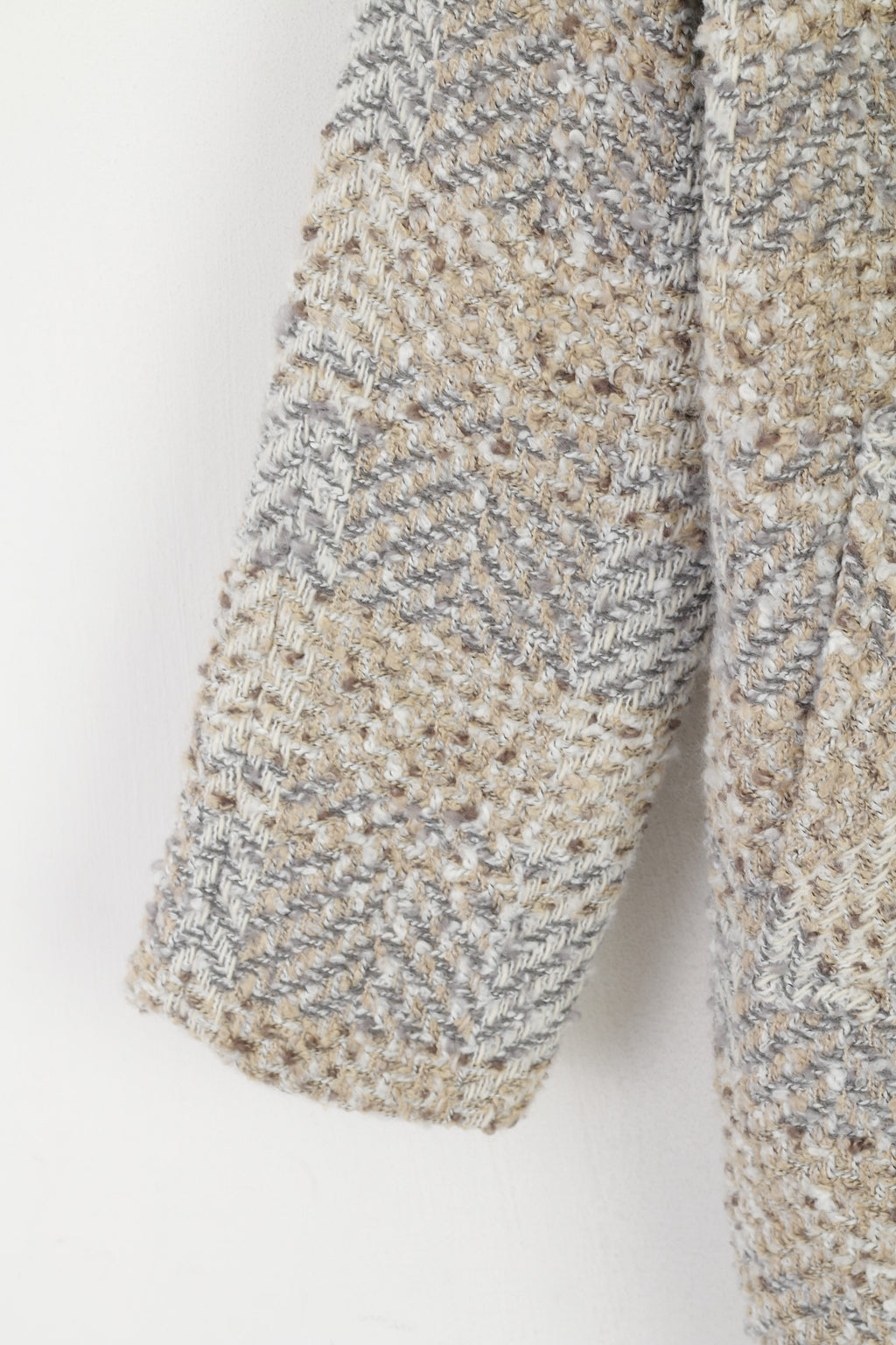 New Rick Cardona Women 16 42 M/L Coat Beige Acrylic Snap Classic Casual Top