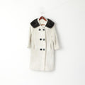 ILGWU Manteau XS pour femme écru flou avec poches à simple boutonnage et haut bohème