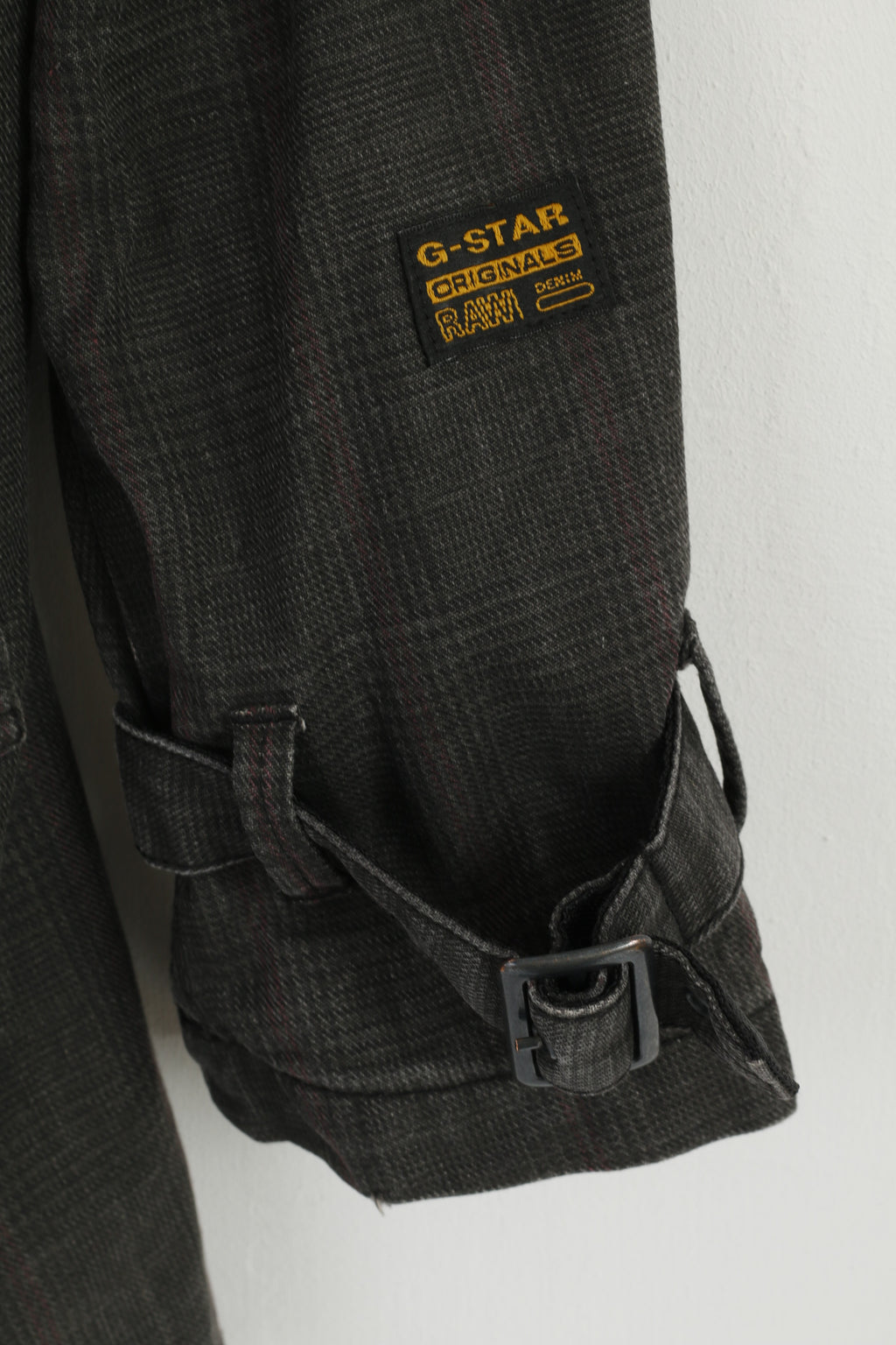 G-STAR RAW Women L (M) Jacket Grey Cotton New Garber Check Trench Snaps Classic Coat