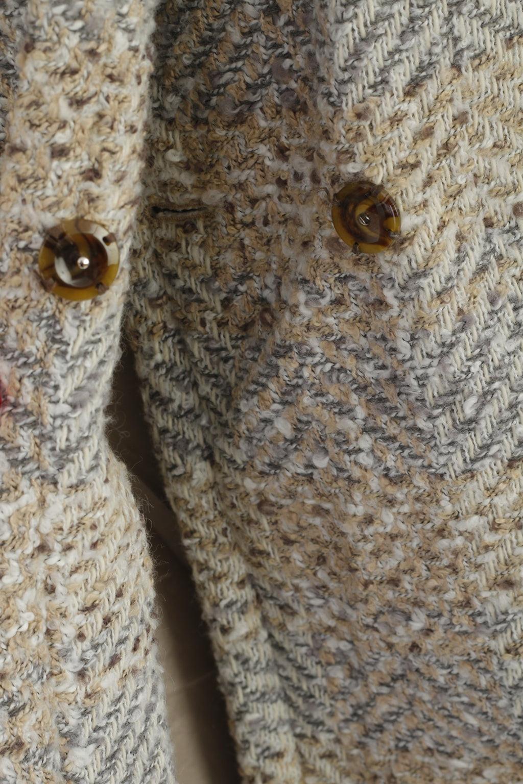 New Rick Cardona Women 16 42 M/L Coat Beige Acrylic Snap Classic Casual Top