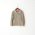 Tom Joule Women 14 L Sweatshirt Taupe Pullover Pockets Stand Up Collar Fleece Top