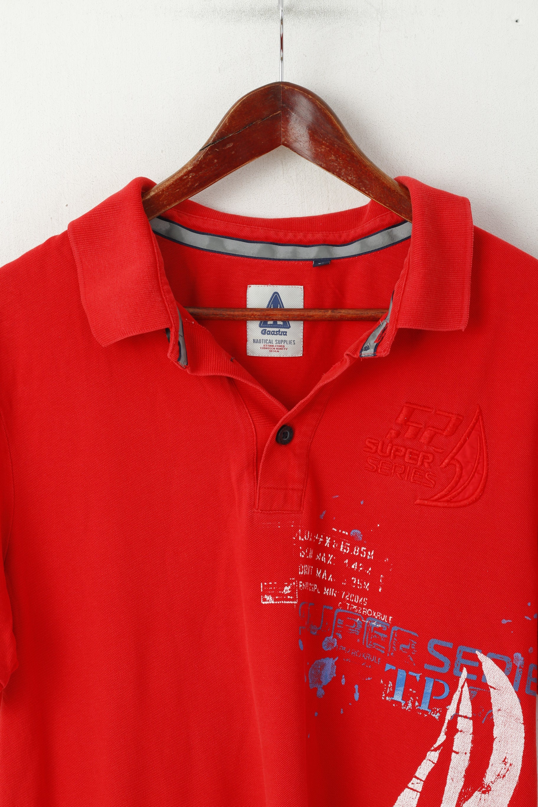 Gaastra Men XL Polo Shirt Red Cotton 52 Super Series Nautical Supplies Top