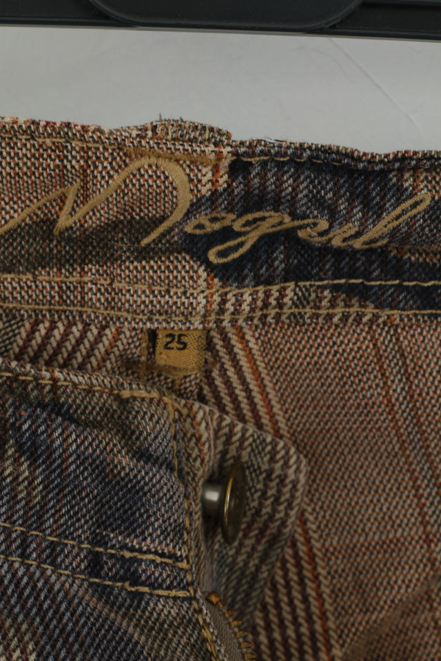 Mogul Womens 25 Trousers Brown Moro Camuflage Bootcut Leg Pants