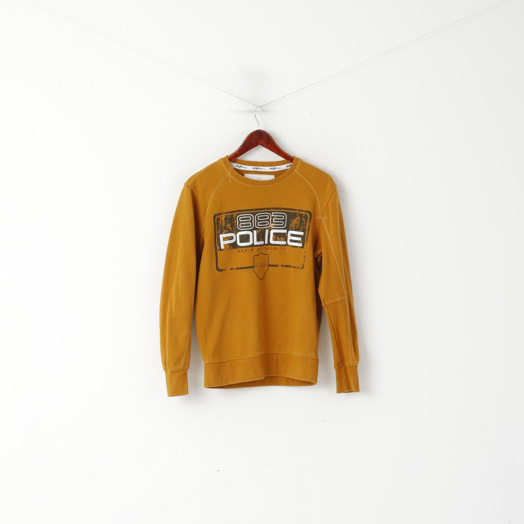 883 Police Men 3 S Sweatshirt Mustard Cotton Milano Crew Neck Sport Top