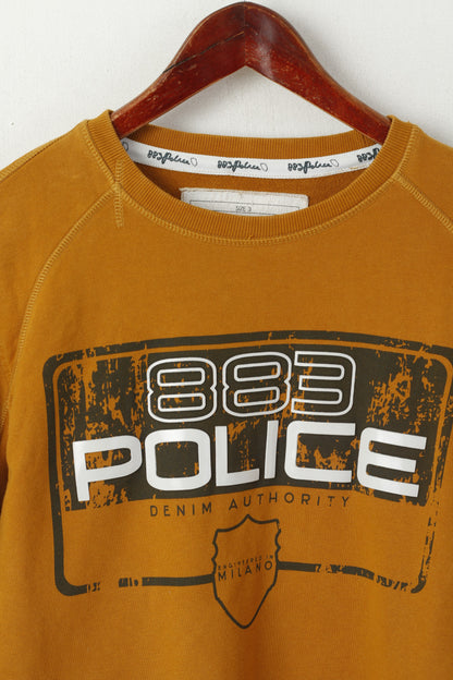 883 Police Men 3 S Sweatshirt Mustard Cotton Milano Crew Neck Sport Top