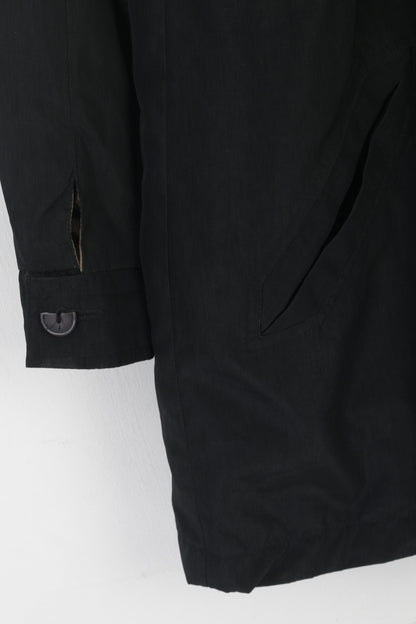 C&amp;A Cappotto da donna 12 38 M Nero leggero con zip intera e cappuccio vintage casual