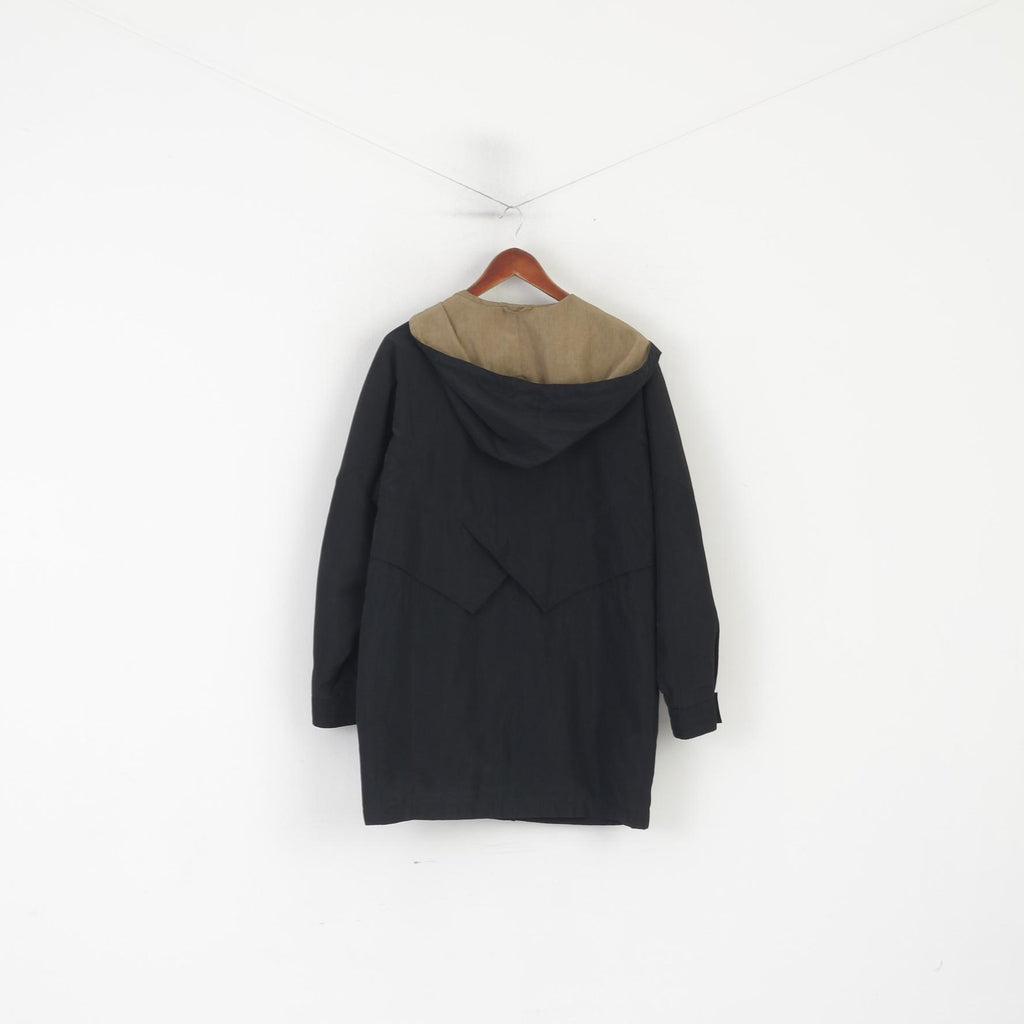 C&amp;A Femmes 12 38 M Manteau Noir Léger Zippé À Capuche Vintage Haut Décontracté