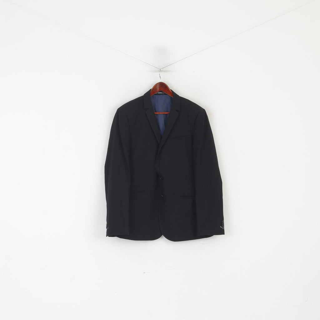 White Label Hommes 44 Blazer Noir Vintage Simple Boutonnage Épaulettes Veste