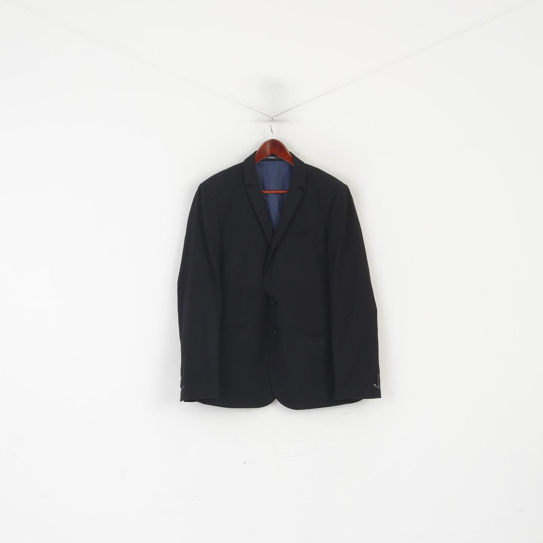 White Label Hommes 44 Blazer Noir Vintage Simple Boutonnage Épaulettes Veste