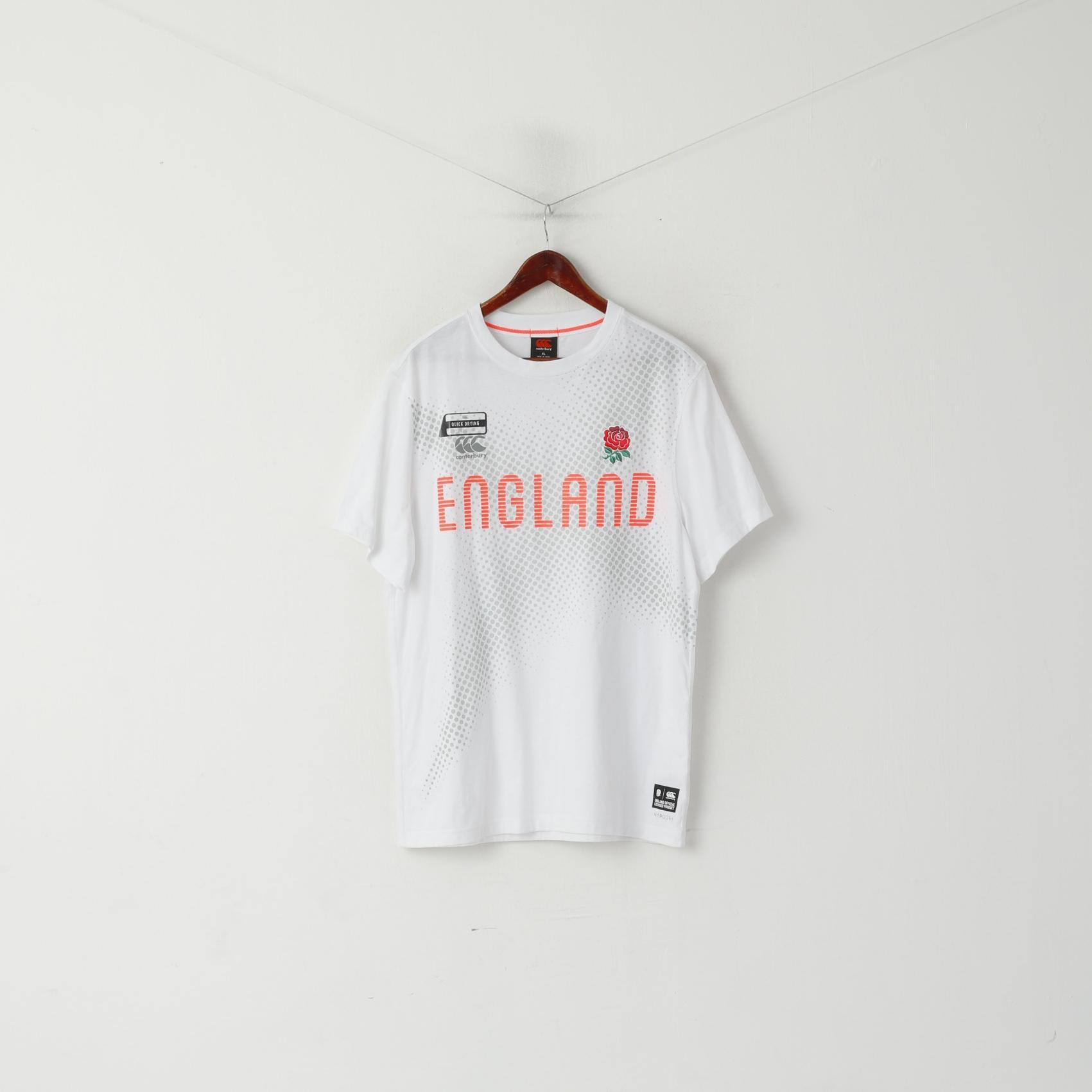 Canterbury Men XL T-Shirt White England National Rugby Union Team Sportswear Top