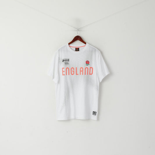 Canterbury Hommes XL T-Shirt Blanc Angleterre National Rugby Union Team Sportswear Top