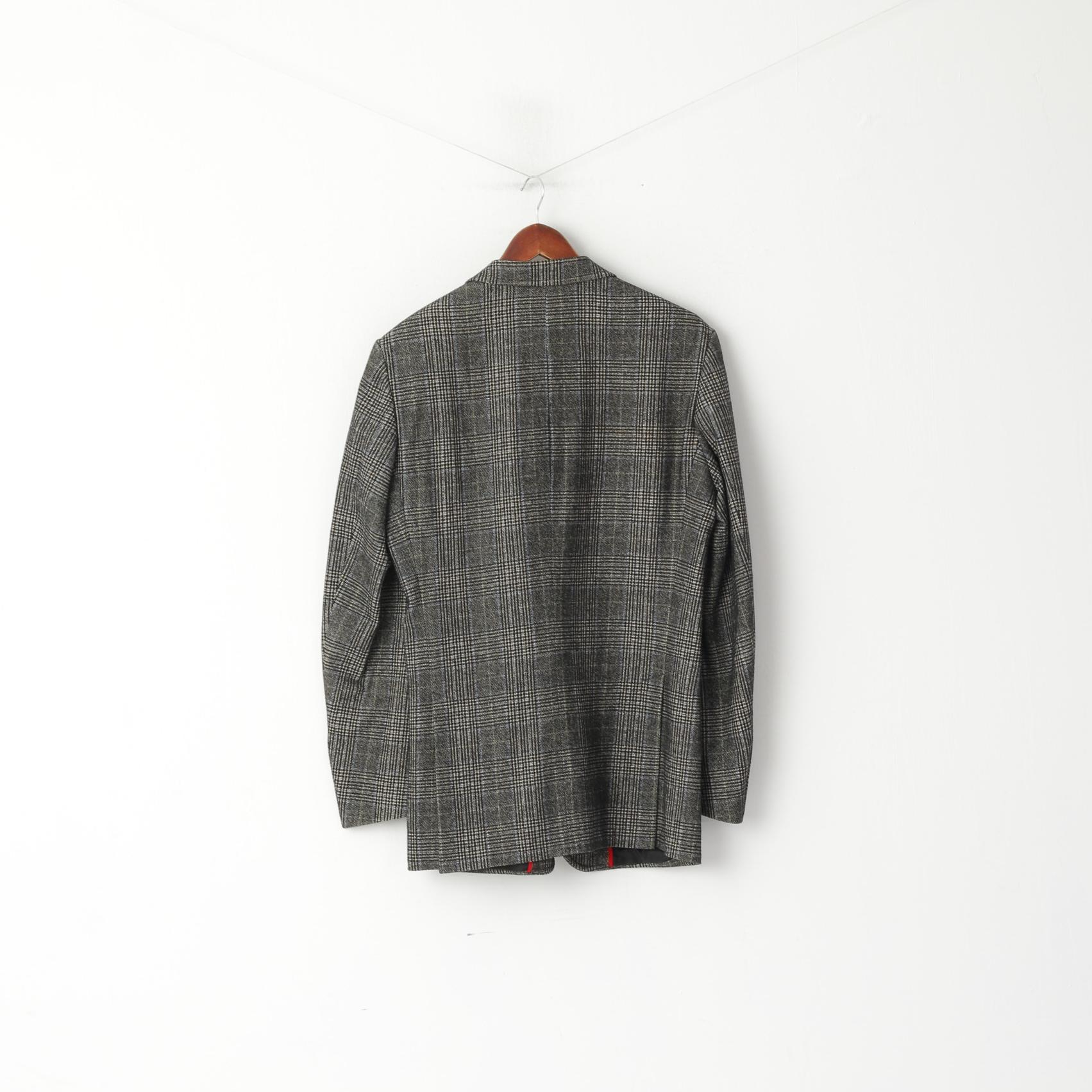 CG Get Prestige Pochhacker Men 102 40 Blazer Gray Check Wool Single Breasted Jacket