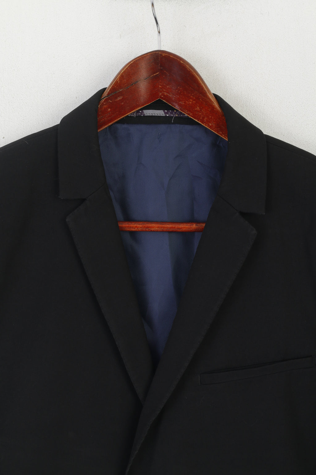White Label Hommes 44 Blazer Noir Vintage Simple Boutonnage Épaulettes Veste