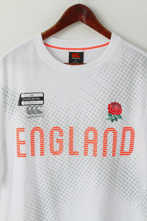T-shirt Canterbury da uomo XL bianca Top sportivo della squadra nazionale di rugby dell'Inghilterra