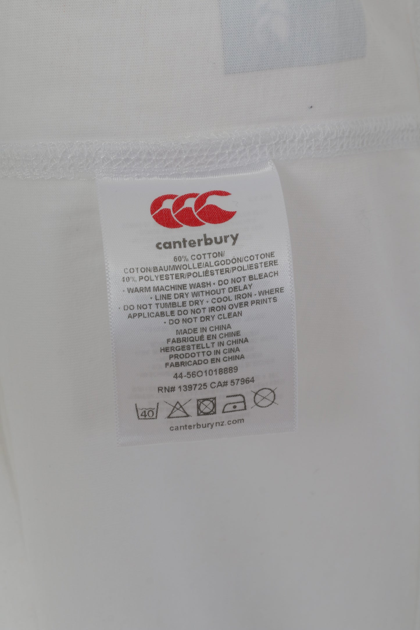 Canterbury Hommes XL T-Shirt Blanc Angleterre National Rugby Union Team Sportswear Top