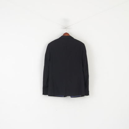 White Label Men 44 Blazer Black Vintage Single Breasted Shoulder Pads Jacket
