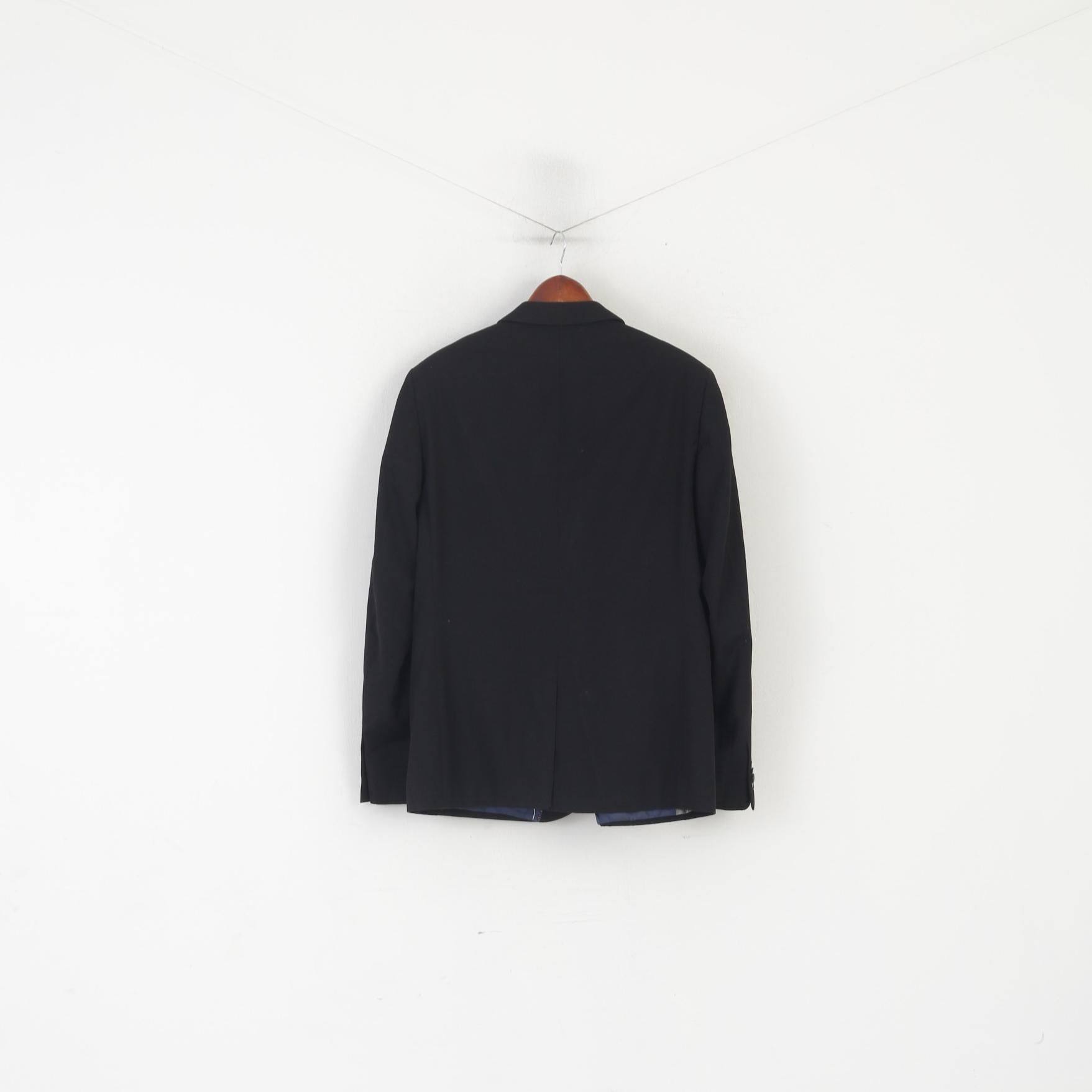 White Label Hommes 44 Blazer Noir Vintage Simple Boutonnage Épaulettes Veste