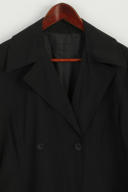 Spirit Young – manteau L en coton noir pour femme, léger, Double boutonnage, boutons détaillés, haut
