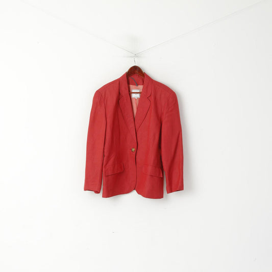 Marc Aurel Women 42 M Blazer Raspberry Linen Blend Classic Retro Jacket